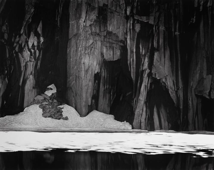 Frozen Lake and Cliffs, Sierra Nevada, Sequoia National Park, California Photo by: Ansel Adams