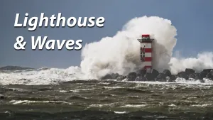 Lighthouse Hit by Waves